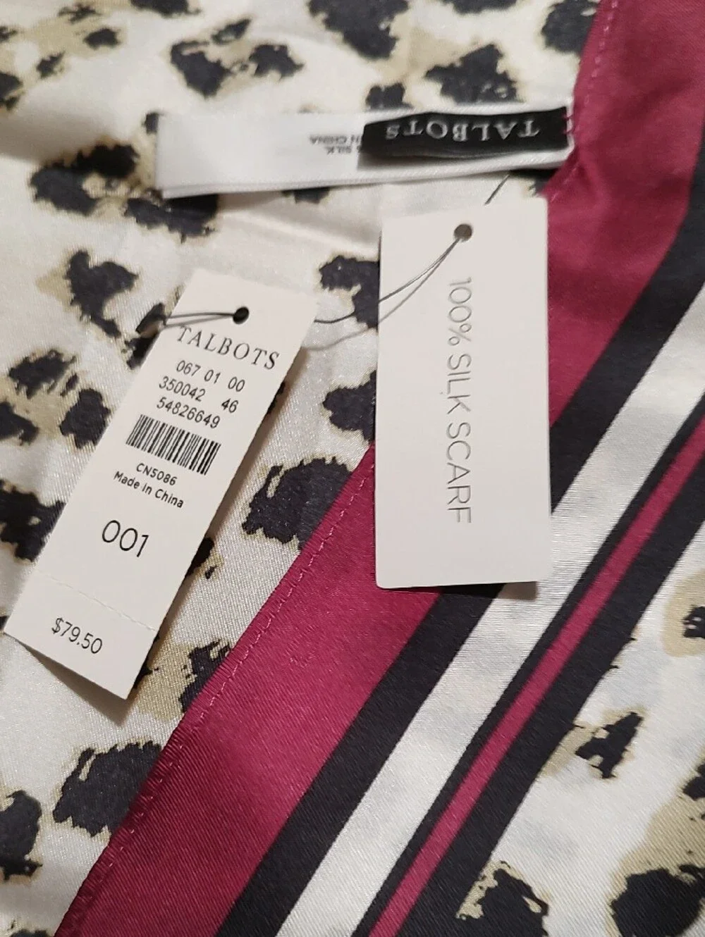 Talbots Leopard Print Silk Scarf MWT
